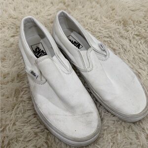 Vans Classic White Canvas Slip-Ons